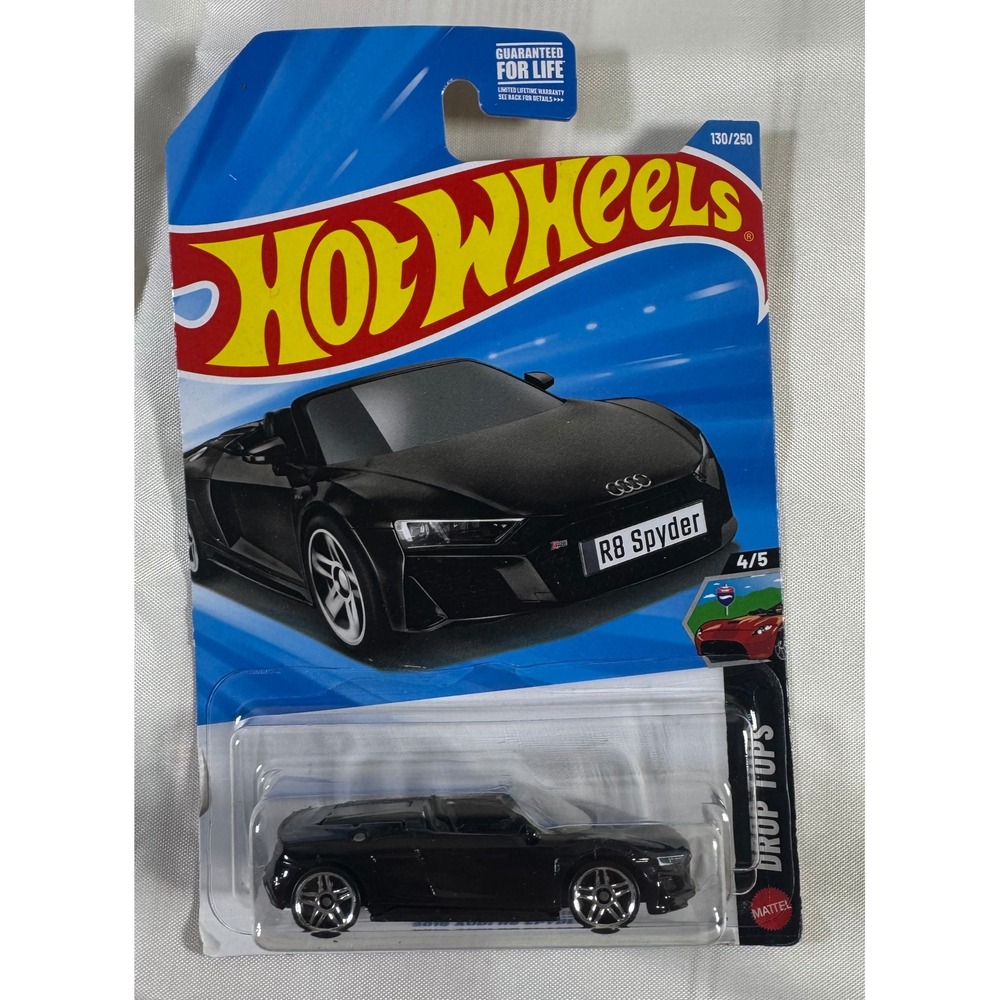 Hot Wheels 2019 Audi R8 Spyder Black 2024 Drop Tops 4/5 130/250 Diecast HTB81